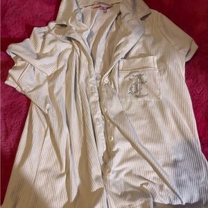 Juicy Couture Blue and White Striped Pajama Top